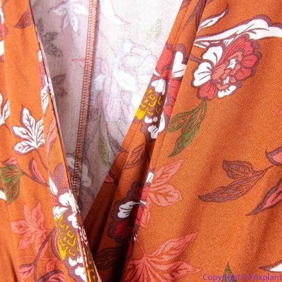 NEW Eloquii Elements Floral Print Midi Wrap Dress with Puff Sleeves, 16 - Picture 7 of 16